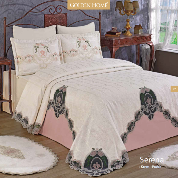 Couvre lit - En Satin de coton Serena- Crème & rose