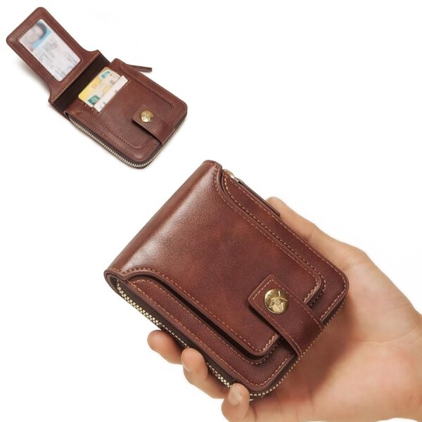 Portefeuille Classique en Cuir PU Pour Homme – Moraillon Court et Fermeture Éclair – Haute Qualité et Multi-Poches