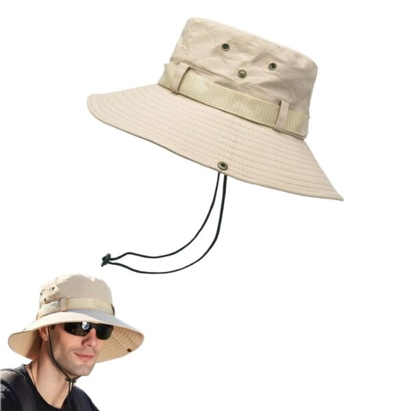 Chapeau De Seau Unisexe – Protection Solaire Extérieure – Respirant – Pliable – Rayé Décontracté – Doux – Beige