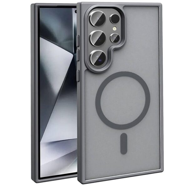 Coque pour Samsung Galaxy S24 Ultra Compatible MagSafe Argent