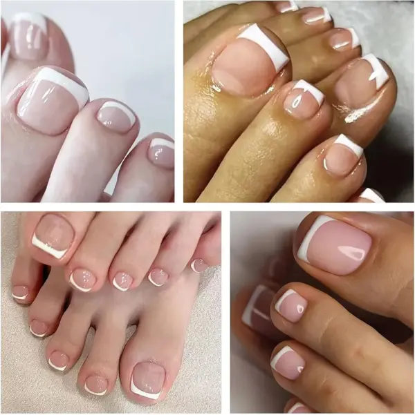Packs De 72 Faux Ongles De Pieds Élégants avec 72 Autocollants – French