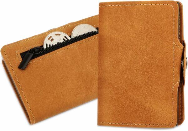 Portefeuille 2 en 1 Intelligent en Cuir Pour Cartes De Crédit - billets de banque - Métal Fin pour Homme - Pliable