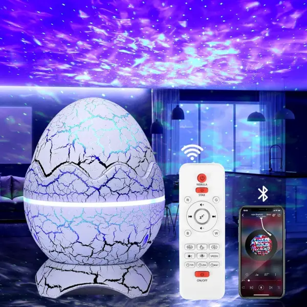 Projecteur D'aurores Boréales 4 en 1 - Lampe œuf De Dinosaure - Étoile Aurore Rechargeable - Télécommande