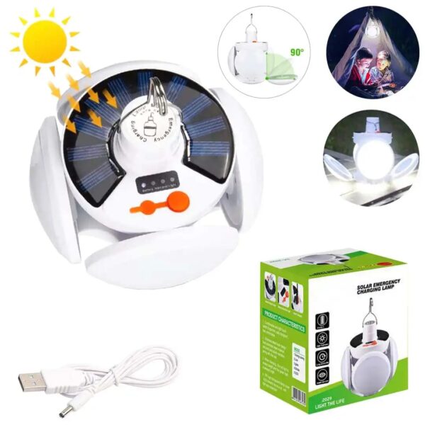 Lampe Solaire En Forme Ballon – Étanche – 5 Modes D’éclairage -Rechargeable – Portable Avec Crochet
