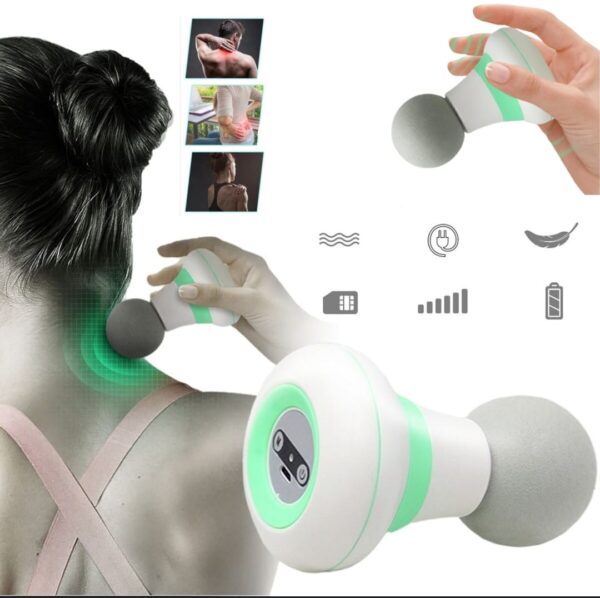 Pistolet De Massage Portable à 6 Vitesses – Rechargeable – Gris et Vert