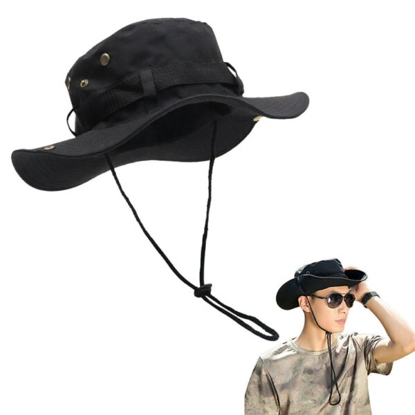 Chapeau De Seau Unisexe – Protection Solaire Extérieure – Respirant – Pliable – Rayé Décontracté – Doux – Noir