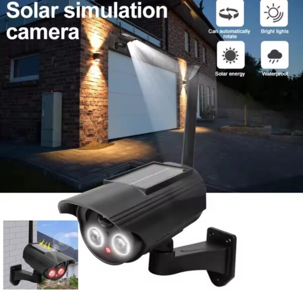 Caméra De Simulation D’extérieur à Énergie Solaire – Caméra De Surveillance De Sécurité Domestique Étanche – Lumière LED Clignotante