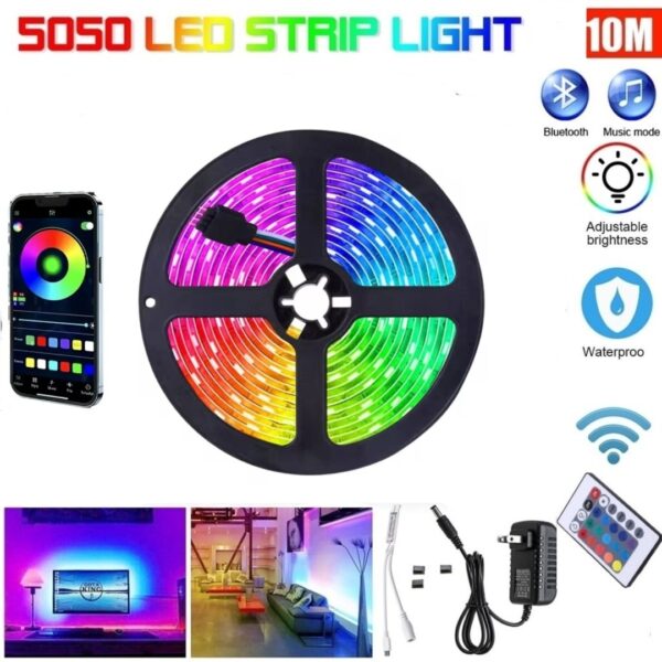 Bande Lumineuse LED 5050 - 12 V - 10 m - WI-FI RGB RGBW - Télécommande - Microcontrôleur - Alimentation Via Application