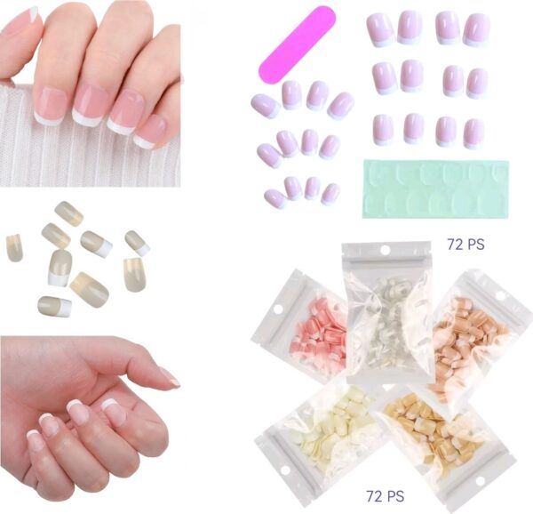 Packs De 72 Faux Ongles Élégants avec 72 Autocollants – French