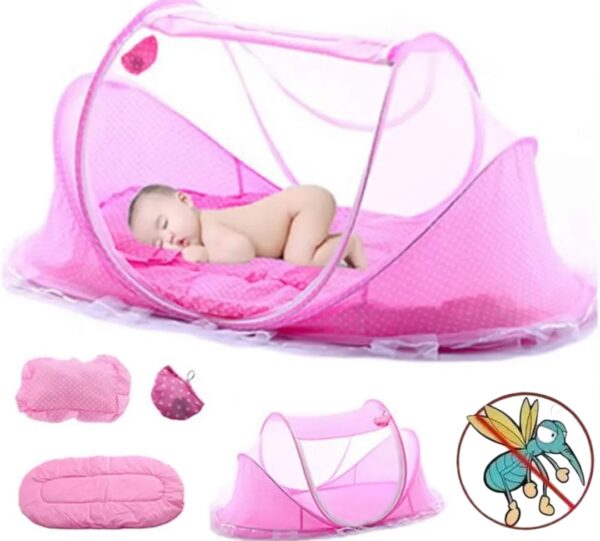 Lit Bébé Pliable et Portable - Avec Lit et Matelas et Oreiller et Sac à Musique et Moustiquaire