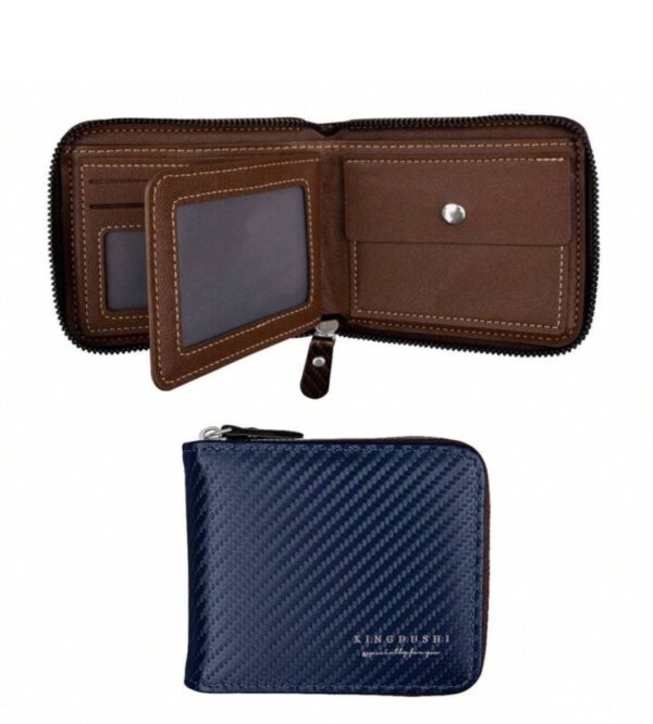 Portefeuille Court pour Homme - Pince à Billets Multi-Cartes - Grande Capacité - Simple - Bleu