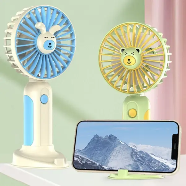 Mini Ventilateur Électrique Portable - Rechargeable Par USB - Lumière LED - Support Téléphone