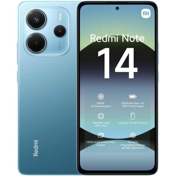 Smartphone Xiaomi Redmi Note 14 4G 8Go 256Go - ocean blue