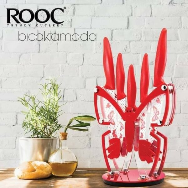 ROOC - COFFRET 5 COUTEAUX DE CUISINE + SUPPORT BUTTERFLY