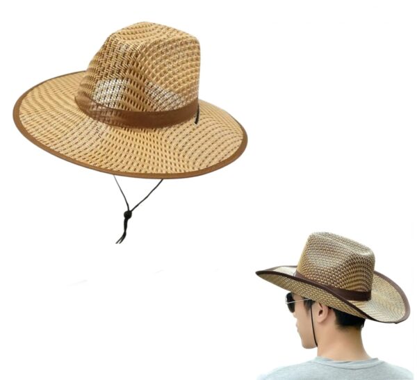 Chapeau De Soleil Unisexe en Paille Tissée à Large Bord Pour L’été