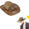 Chapeau De Soleil Unisexe en Paille Tissée à Large Bord Pour L’été
