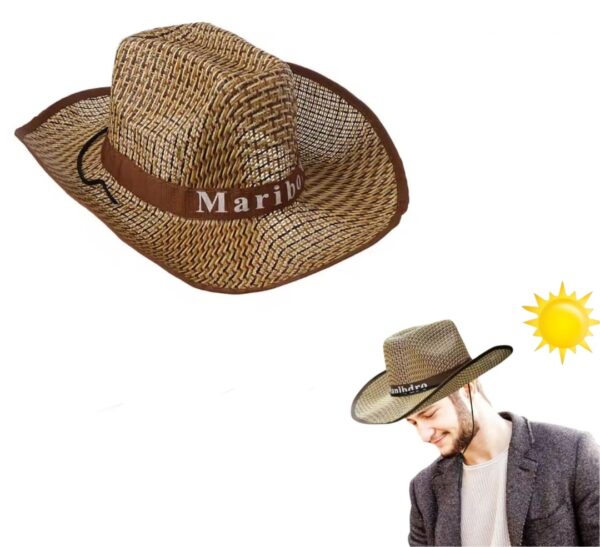 Chapeau De Soleil Unisexe en Paille Tissée à Large Bord Pour L’été