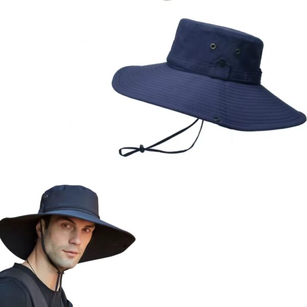 Chapeau de randonnée et de camping à large bord pour homme avec protection UV – Bleu
