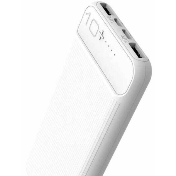 WUW Y128 Power Bank 10000mAh avec 2 Ports USB avec Témoin en LED - Blanc