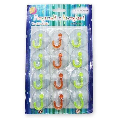 12 Crochets En Plastique Avec Ventouses 4cm