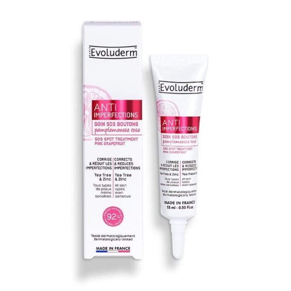 EVOLUDERM Soin Boutons Anti Imperfections Pamplemousse Rose Avec Zinc 15 Ml