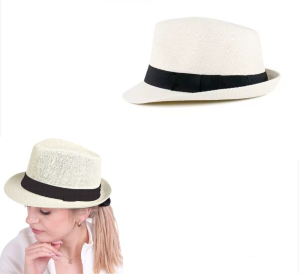 Chapeau de Soleil Unisexe - Des Années 1920 - Accessoire de Costume - Taille Unique - Blanc