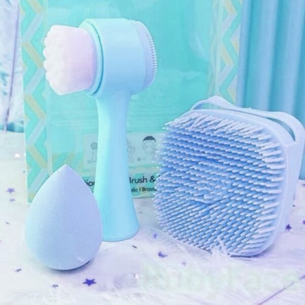 Pack Brosse De Visage & Brosse De Bain En Silicone & Eponge