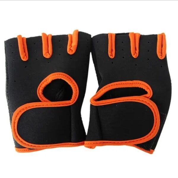 Gant de sport demi-doigts - fitness et musculation - Antidérapants - Noir - Orange
