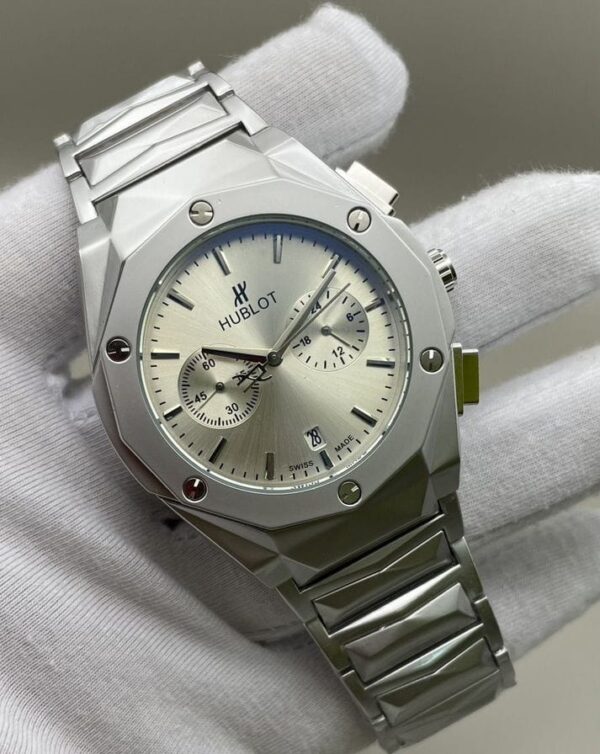 Montre Hublot Pour Homme – Bracelet En Acier Inoxydable – Résistance à l'eau - Qualité Premium - Argent