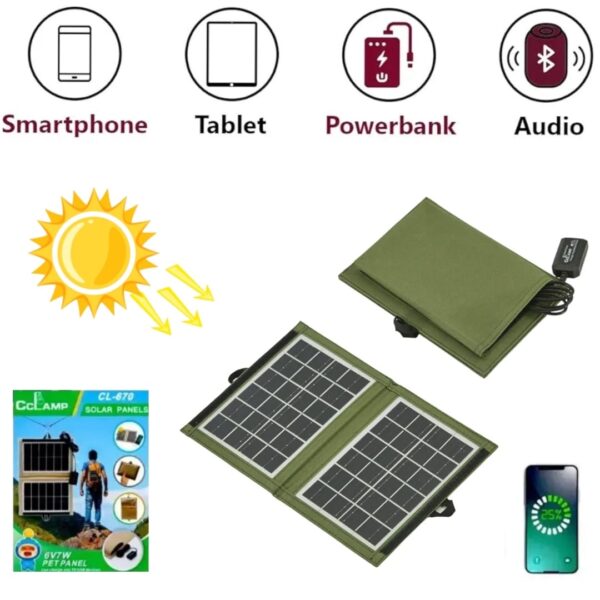 Panel De Charge Solaire – 6V -Chargeur Solaire Portable Avec Port USB Pour iPhone Smartphones Tablette – Vert