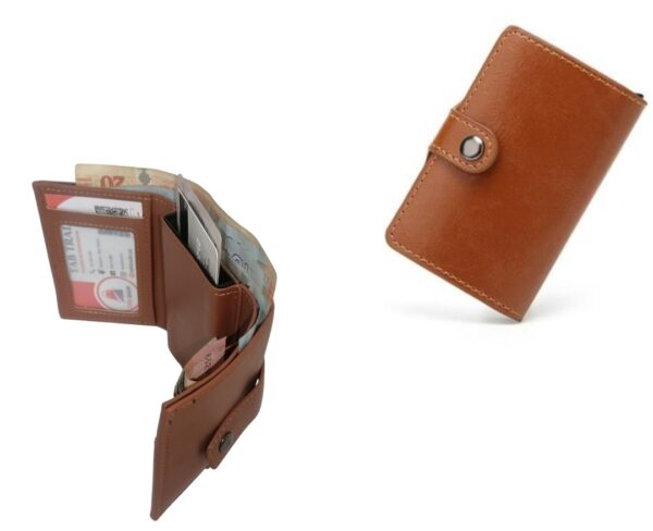 Portefeuille 2 en 1 Intelligent En Cuir Pour Cartes De Crédit – Billets De Banque – Métal Fin Pour Homme – Pliable